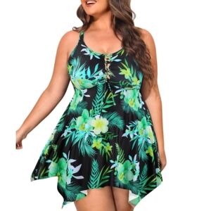 NIeyook Womens Plus Size Tankini Swimsuits 2 Piece Bathing Suit Flowy Ruffle